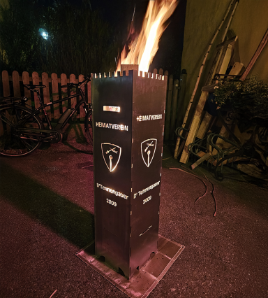 Personalisierter Feuerkorb für den Heimatverein D'Tennengauer