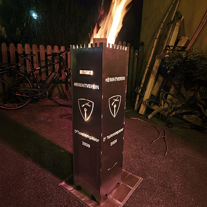 Personalisierter Feuerkorb für den Heimatverein D'Tannengauer